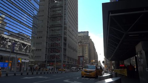 NEW YORK CITY, NOVEMBER 8 2015: City traffic in 42 Street in Manhattan New York City