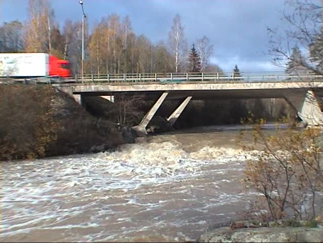 Cars running on the bridge
