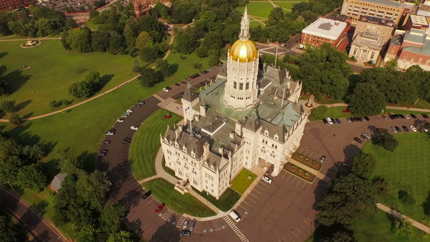 Hartford Aerial v12 Flying backwards from State Capitol building then panning up. 10/15