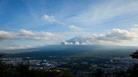 4K, Time-lapse video of the scared mountain - Mount Fuji, sunset
