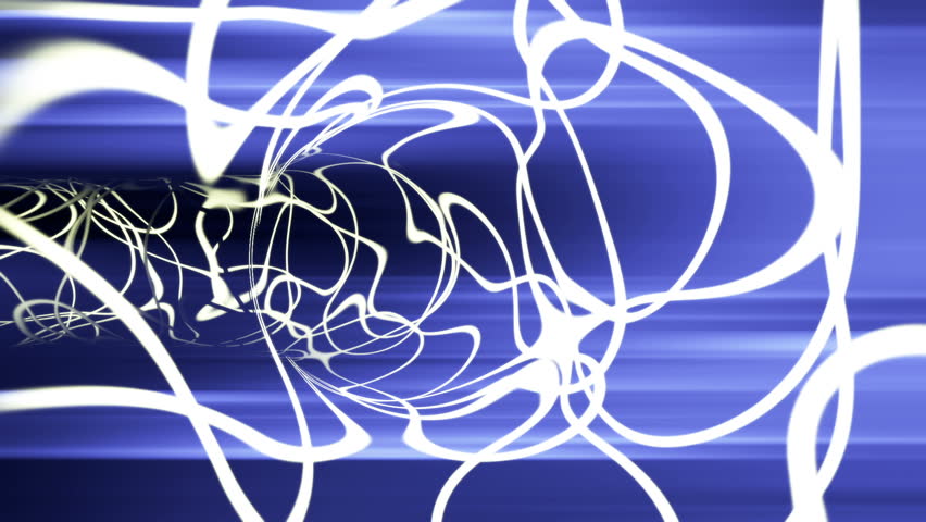 Dynamic white strokes tunnel with blue rays