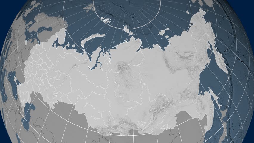 Novosibirsk region extruded on the elevation map of Russia. Elevation data on solid colors. Elements of this image furnished by NASA.