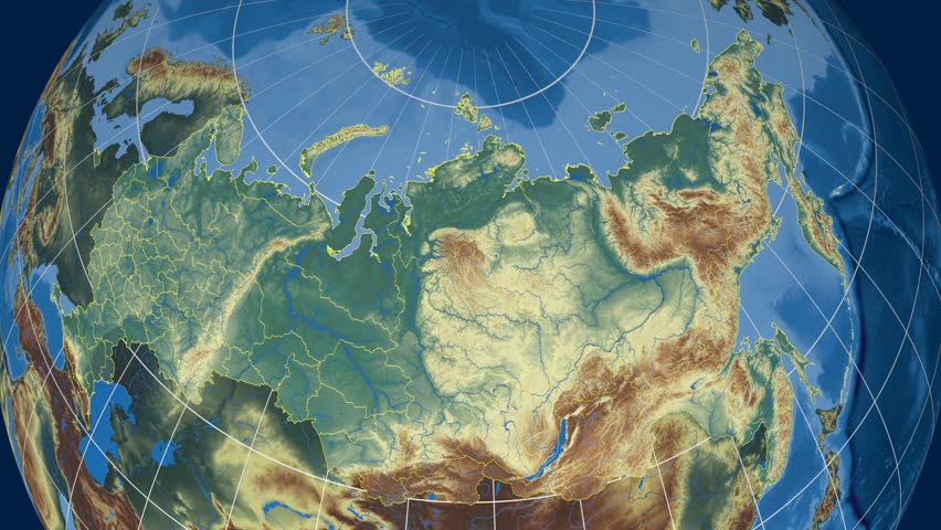 Novosibirsk region extruded on the physical map of Russia. Rivers and lakes shapes added. Elements of this image furnished by NASA