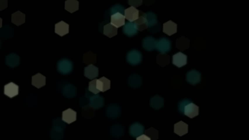 Flashing Lens Hexagon Flying Around on a Black Background
