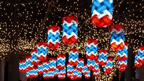 colorful electrical lantern swinging in the wind , in decoration new year festival Arkistovideo