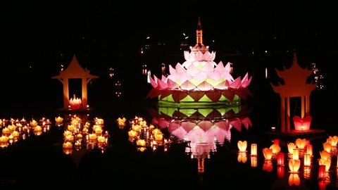 Loy Kratong Festival at Sukhothai Historical Park, Thailand