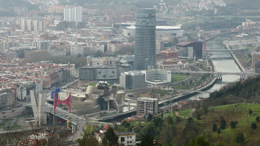 overview of Bilbao, Vizcaya, Spain. Filmed in January 2016.