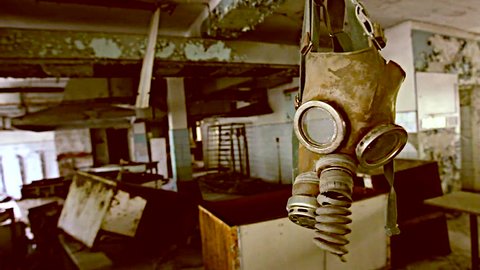 Exclusion Zone. Chernobyl. Pripyat. Ukraine. Radiation mask in an abandoned house.