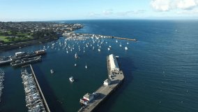 4K Aerial drone shot Monterey above pier