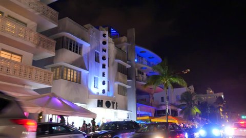 MIAMI BEACH - DECEMBER 30: Stock video of people getting ready to celebrate the 2016 New Year on Ocean Drive December 30, 2015 in Miami Beach FL, USA