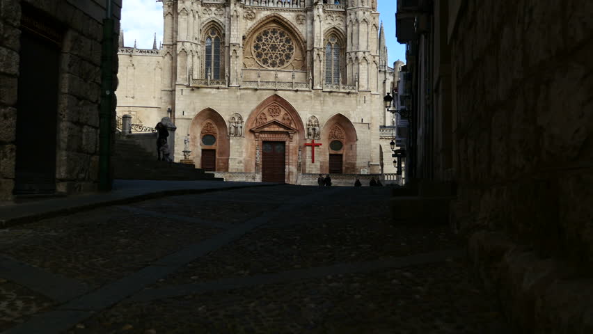panning of the Cathedral of Burgos, Castilla y Leon, Spain. Filmed in January 2016.