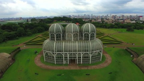 Curitiba, Brazil - Circa December, 2015: Aerial view of the Jardim Botanico (Botanical Garden) in Curitiba, Parana State, Brazil.
