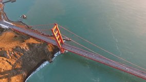 4K Aerial drone shot San Francisco panned view above golden gate