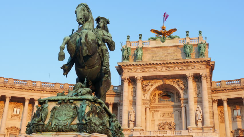 prince eugene of savoy statue, hofburg palace, vienna, timelapse, 4k
