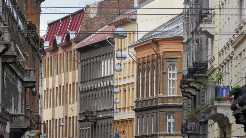 Hungarian apartments, Budapest, Hungary, Timelapse, zoom out, 4k