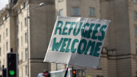 Bristol, UK - september 12 2015 - Refugees Welcome Here: National Day of Action (Bristol) - "demonstration in Favour of migrants: open european border"- Bristol, UK