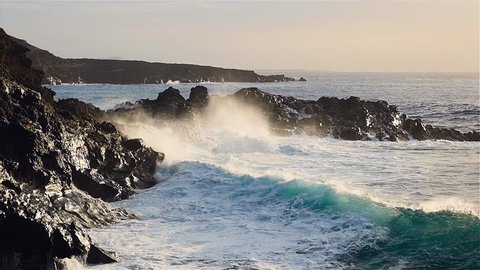 Cliffs and surf on Lanzarote / Slow Motion