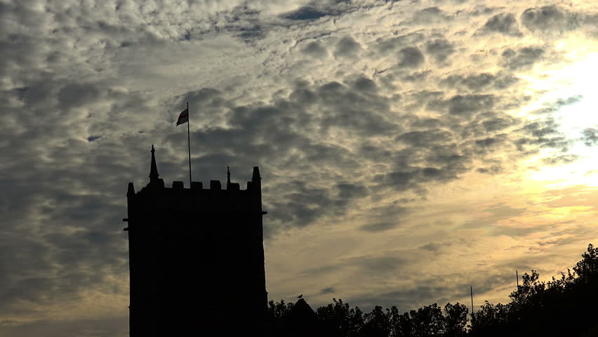 Castle Park. Public open space in Bristol, England on sunset