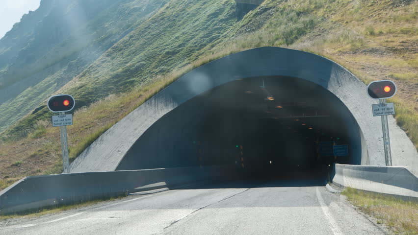 driving through a long tunnel, timelapse