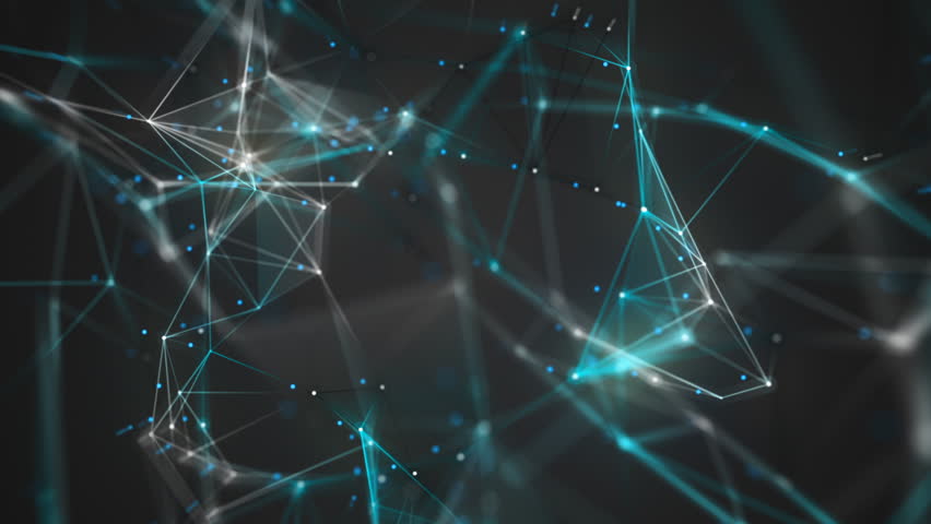 Network Connection Cloud Loop 6B: dark background, rotating flickering cool blue light mesh cloud of connections with white lines and dots with depth-of field effect. FullHD seamless loop. Royalty-Free Stock Footage #13668221