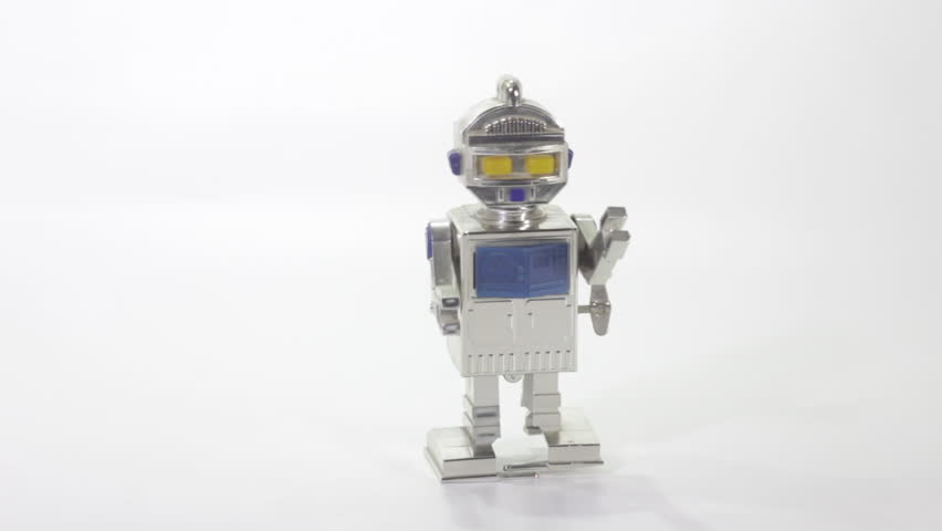 Clockwork soviet robot toy walking