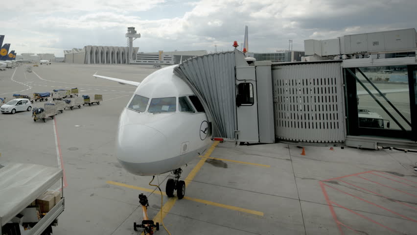 FRANKFURT, GERMANY - MAY 23  (Timelapse View) Boarding of a plane and depatch to