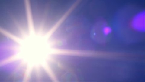 Breathtaking nature scene with fast moving sun across clear sky blue background. Splendid sunny background with lens flare. Full HD footage 1920x1080
