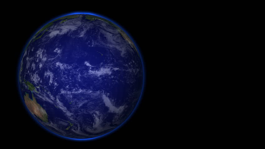 A photo realistic rendering of Planet Earth.  (left centered)