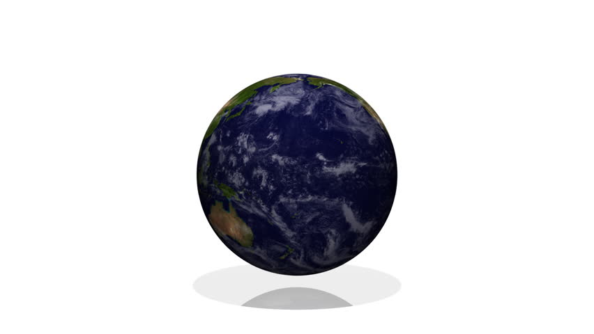 A photo realistic rendering of Planet Earth.  (white background, centered)