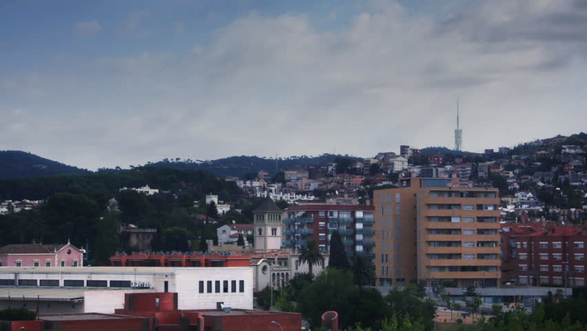 A time-lapse of the outskirts of city centre of Barcelona.