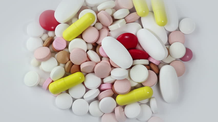 pills rotate on white background. closeup