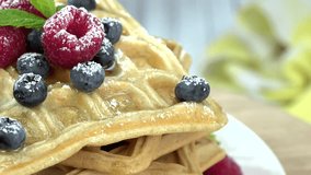 Waffles with mixed Berries (not loopable, 4K)