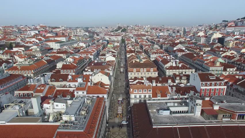 Rua Augusta with the famous Augusta Arch in Lisbon, Portugal Royalty-Free Stock Footage #13712186