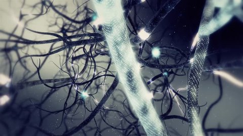 Real Neurone synapse network zoom out animation. Infinite Loop inside the human brain on ultra high definition. Video Stok