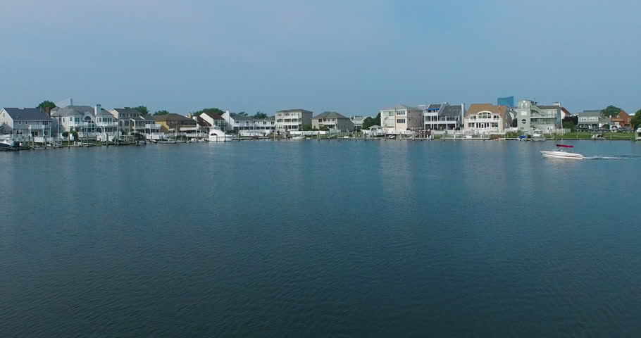 (Brigantine NJ 2015)  Aerial Footage. Atlantic City in background