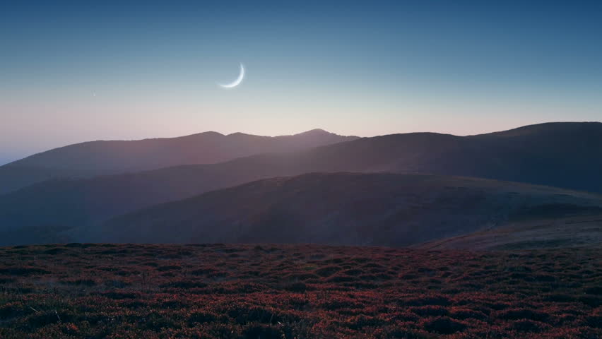 Setting moon over the mountains