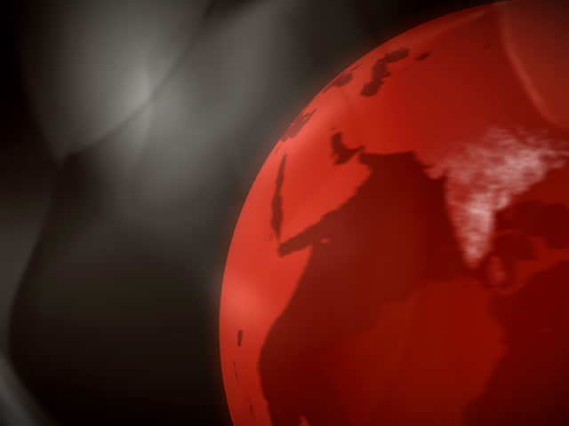 Red globe with white orbit trails. PAL. Great background for news, travel, current  affairs etc. | Freestock videos