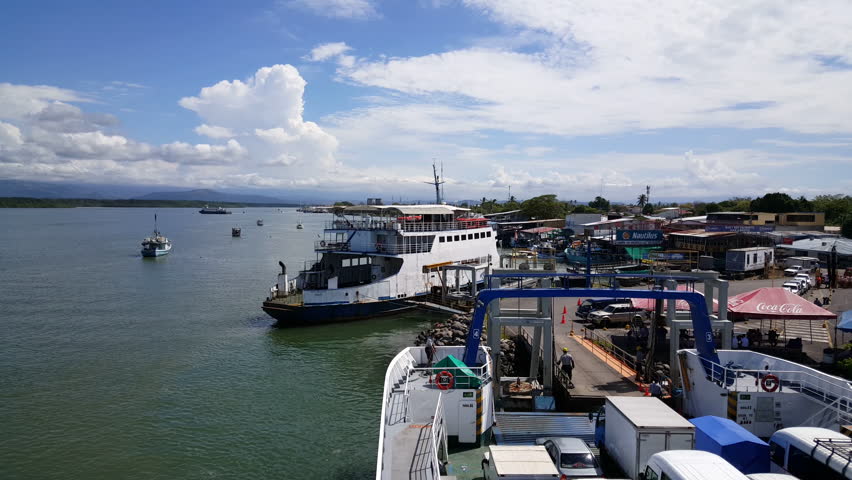Arriving with the ferry in the harbour of Puntarenas in Costa Rica