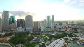 Aerial footage Downtown Miami