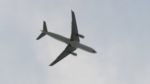 Large passenger plane leaving the airport