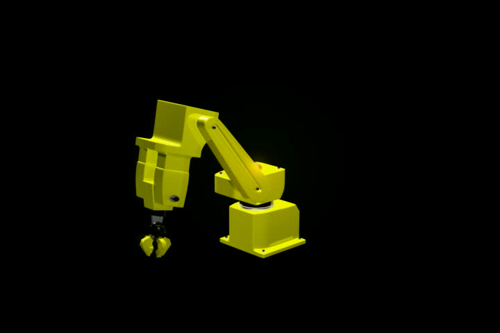 Yellow robotic arm moving seamless loopable NTSC