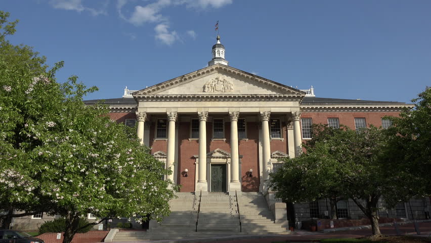 ANNAPOLIS, MARYLAND - JUN 2015: Annapolis Maryland State House historical building 4K. Oldest state capitol in continuous legislative use, dating to 1772. Was the capital of the United States.