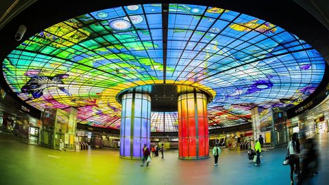 Kaohsiung, Taiwan - January 05, 2016: The Dome of Light at Formosa Boulevard Station, the central station of Kaohsiung subway system in Kaohsiung City.