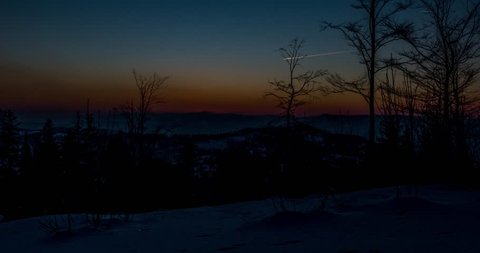 Time-lapse of a sunrise in Polish mountains.