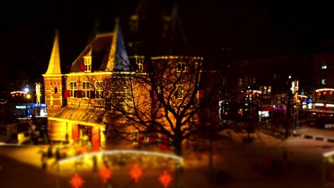 Time lapse of 'de Waag'  on the Nieuwmarkt square in Amsterdam by night.