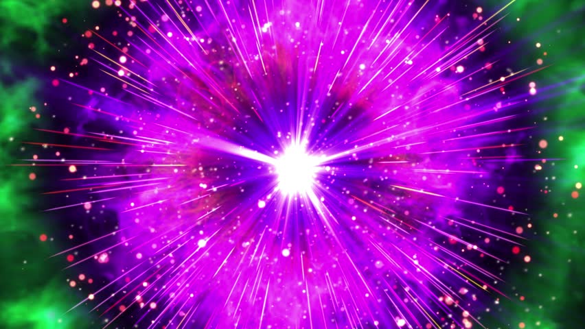 Hyper supernova or bigbang blast with lightning, thunder bolt, shock wave explosion effect particle pattern in black isolated background in 4k ultra HD video in extreme thrilling powerful bomb 2