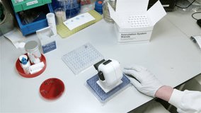 Doctor testing samples in laboratory