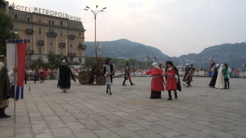 COMO, ITALY - CIRCA SEPT 2011:  Palio del Baradello re-enacts Barbarossa's visit