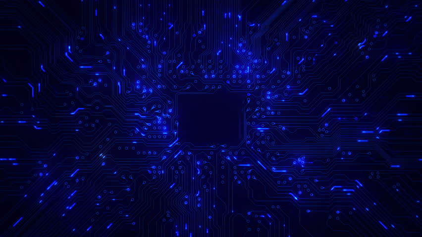 Futuristic circuit board with moving electrons. Loopable. Technology. Blue. Dolly in with copy space. More color options in my portfolio. Royalty-Free Stock Footage #13807046