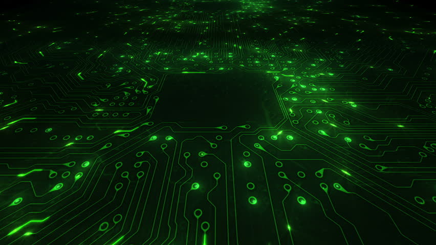 Futuristic Circuit Board Moving Electrons Loopable Stock Footage Video